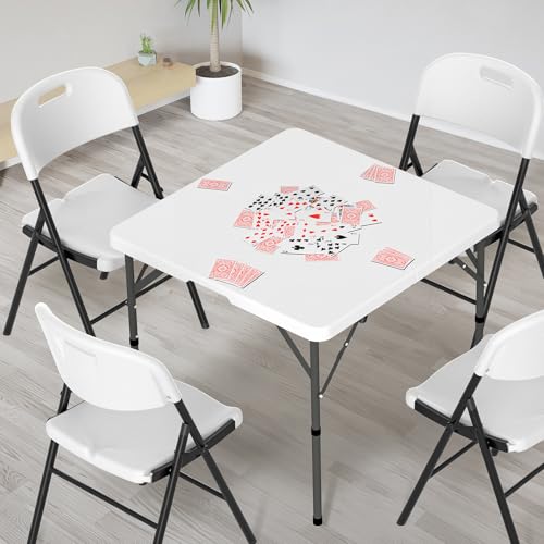 VINGLI 34" Fold in Half Square Table, Portable Plastic Dining Table, Black C965