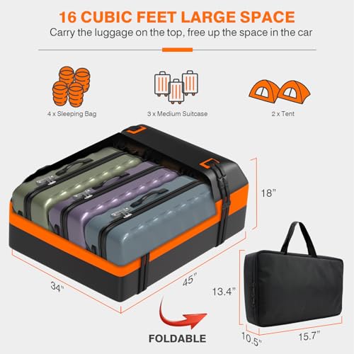 21 Cubic Feet Car Rooftop Cargo Bag Carrier with Waterproof Zip, Blue K43895