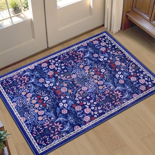 8x10 Floral Washable Area Rug for Living Room, Vintage Soft Non-Slip Carpet Z978379