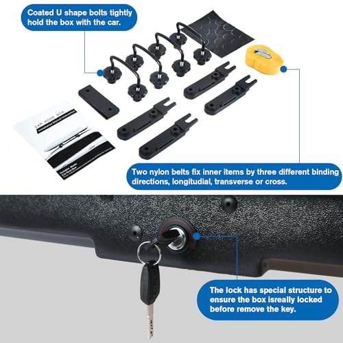 Heavy Duty Hard Shell Rooftop Cargo Box, Waterproof, 62"L x 31"W x 15"H, Diamond Black Y830591