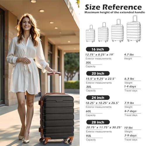 Coolife Luggage 4 Piece Set Spinner Hardshell TSA Lock P1083