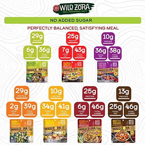 Wild Zora Paleo Freeze Dried Meals for Backpacking & Camping, Gluten Free, Variety 7-Pack C34212