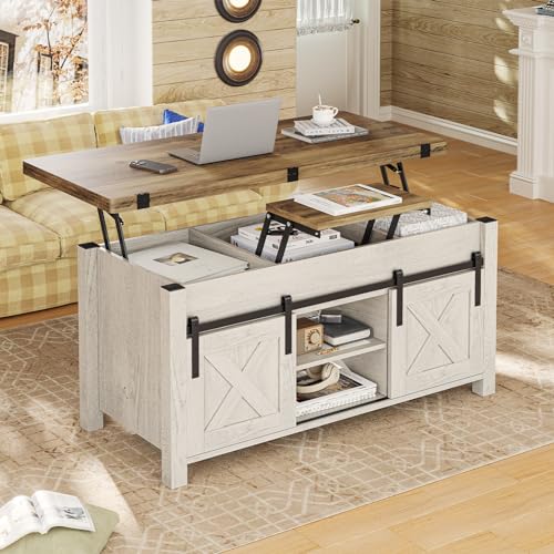 SEDETA Lift Top Coffee Table with Storage, Convertible Dining Table, Grey M719