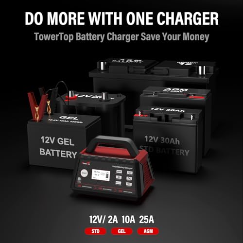 TowerTop 12V 15A Smart Car Battery Charger with Engine Start U614