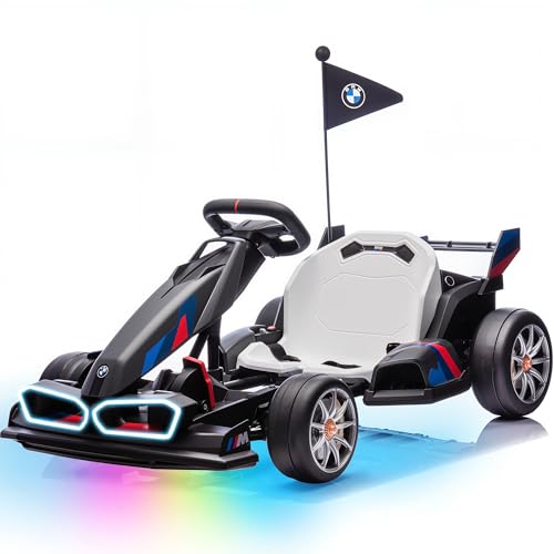 BMW Licensed 24V Electric Drift Go Kart for Kids Ages 6-12, White S1857
