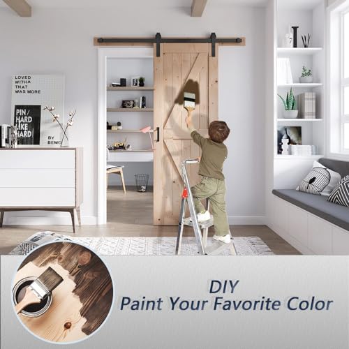 FREDBECK 48in x 80in Sliding Wood Barn Door with 8FT Hardware Kit V8036