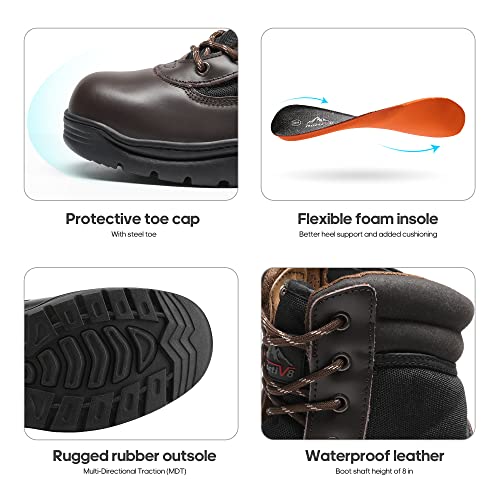 NORTIV 8 Men's Steel Toe Work Boots Slip Resistant V746852