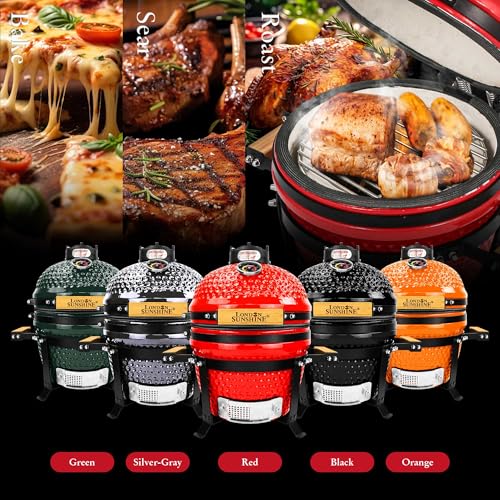 Ceramic BBQ Charcoal Kamado Grill 13 Inch Portable Tabletop Red Y244