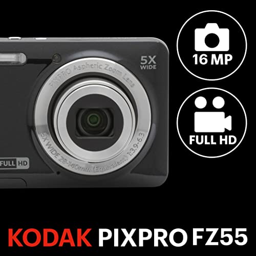 KODAK PIXPRO FZ55-BL 16MP Digital Camera 5X Optical Zoom 1080P Full HD Video (Blue) D917