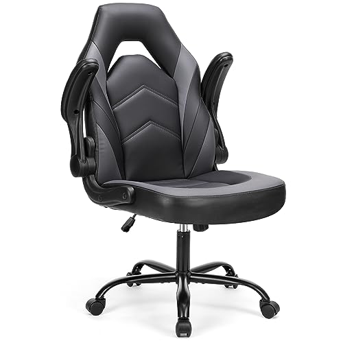 Sweetcrispy Ergonomic Gaming Desk Chair with Flip-up Armrest, Black Blue C253