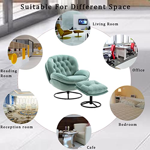 Baysitone Velvet Swivel Accent Chair with Ottoman Set, Modern Lounge Chair, Fruit Green Q36819