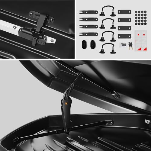 DNA MOTORING Rooftop Cargo Box Lockable Car Top Storage Case 110 Lbs Textured Black P1853