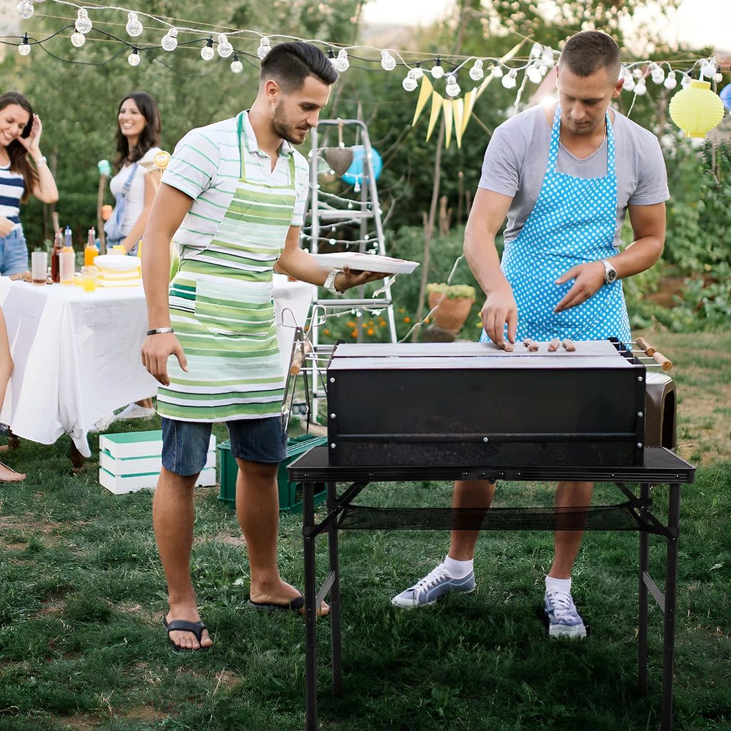 tonchean Folding Grill Table, Adjustable Height Camping Table, Portable Aluminum P880581