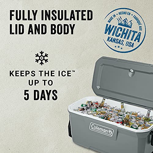 Coleman Classic Series Insulated Rolling Cooler, 65-Quart, Leak-Resistant F832