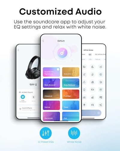 Soundcore by Anker Q20i Hybrid Active Noise Cancelling Headphones, Wireless Over-Ear Bluetooth, White S574
