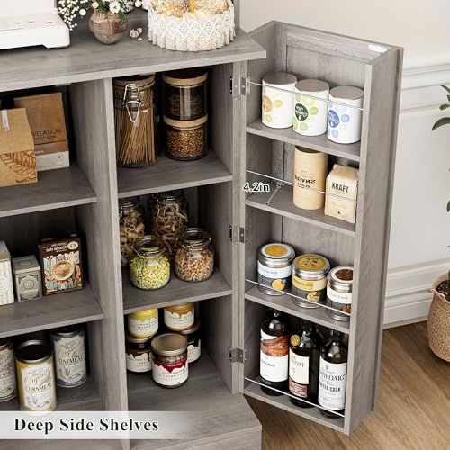 HOSTACK 71'' Tall Pantry Cabinet with Microwave Stand, White L896300