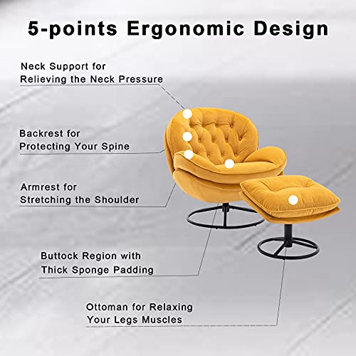 Baysitone Velvet Swivel Accent Chair with Ottoman Set, Modern Lounge Chair, Fruit Green Q36819
