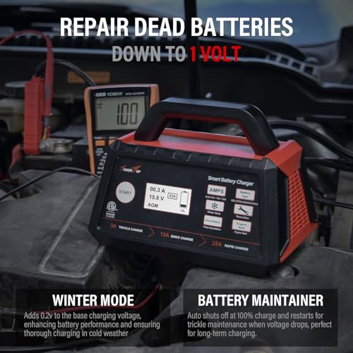 TowerTop 12V 15A Smart Car Battery Charger with Engine Start U614