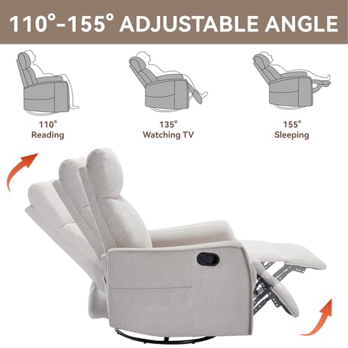 Massage Chair Recliner with Heat, Swivel Rocking, High Back Fabric Black V2333