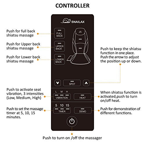 Snailax Shiatsu Massage Cushion with Heat for Home Office I743