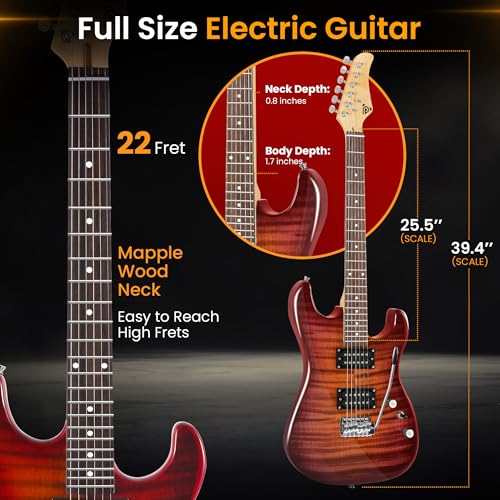 Pyle Electric Guitar Kit with Amp, 39" Blue M5028