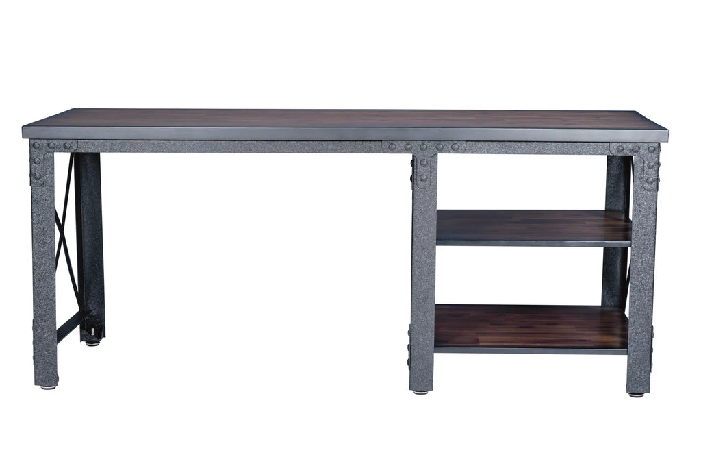Duramax Weston 72" Industrial Metal & Wood Desk with Shelves D301184