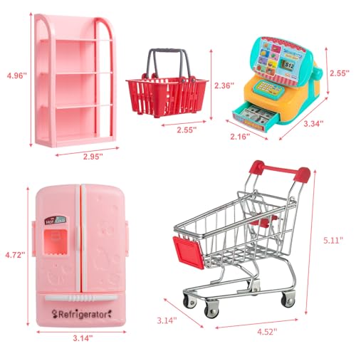 164Pcs Mini Shopping Cart Basket Supermarket Metal Handcart Trolley DollHouse Toy N4916