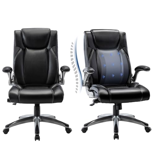 COLAMY Executive Ergonomic Office Chair with Bonded Leather and Flip-up Armrests A775113
