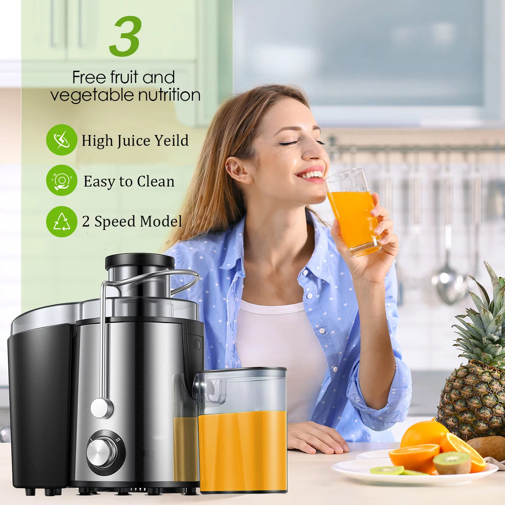 AICOOK Centrifugal Juicer for Fruits and Vegetables, 400W, Stainless Steel, 2 Speeds J616371