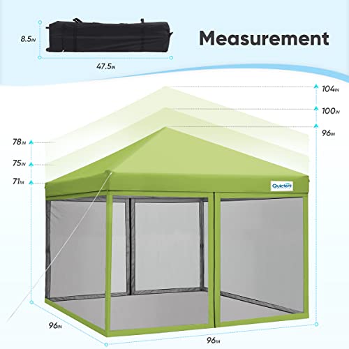 Quictent 6.6'x6.6' Pop up Screened Canopy Tent with Mosquito Netting, Wheeled Carry Bag H89372