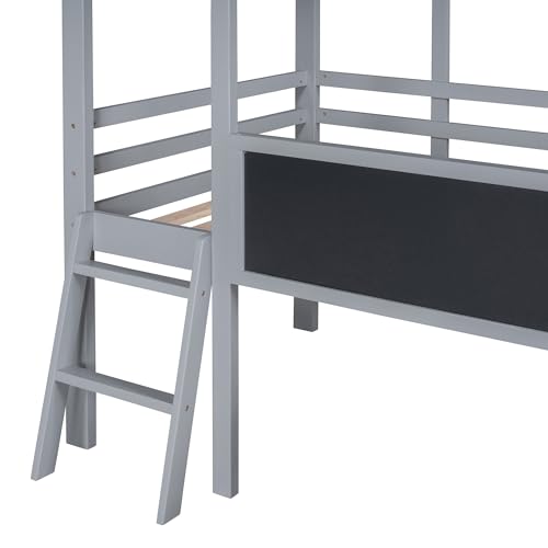 Harper & Bright Designs Kids Twin Low Loft Bed with Slide, Storage Shelves & Stairs, White/Pink C414827