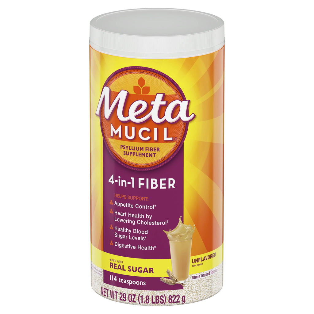 Metamucil Psyllium Fiber Supplement Powder, Sugar Free, Unflavored, 114 Tbsp A7716