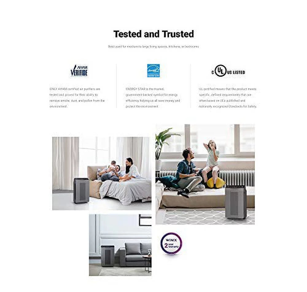 Winix 5300-2 Air Purifier with True HEPA and Carbon Filter, Gray Y335752