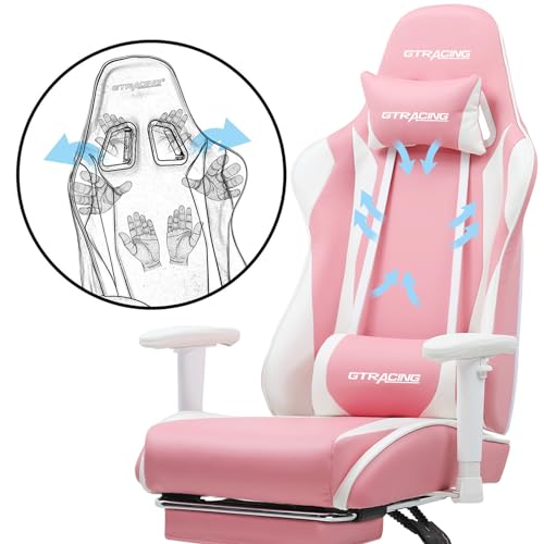 GTRACING Gaming Chair with Footrest, Ergonomic Reclining, Blue C551