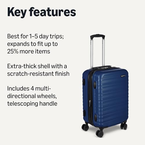 Amazon Basics 21" Hardside Carry-On Luggage with Wheels, Expandable, Black L489