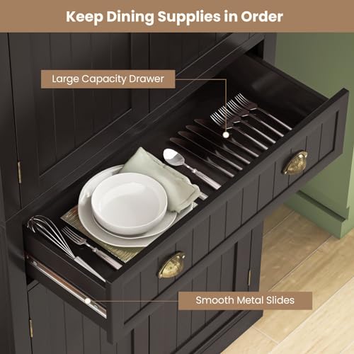 Tangkula 72" Tall Kitchen Pantry Cabinet with 2 Cabinets and Drawer X61390