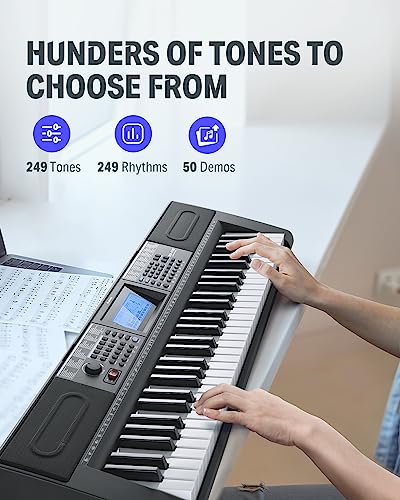 Donner 61 Key Keyboard Piano with Stand, Stool & Microphone, Black (DEK-610S) G165