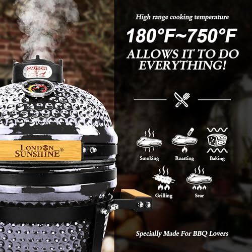 Ceramic BBQ Charcoal Kamado Grill 13 Inch Portable Tabletop Red Y244