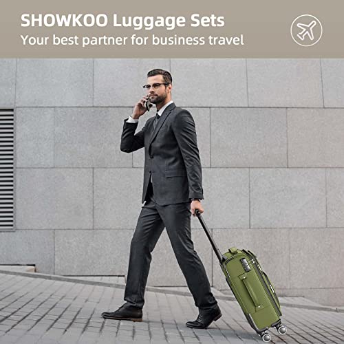 SHOWKOO Luggage Sets 3 Piece Softside Expandable Suitcase with Spinner Wheels TSA Lock K987