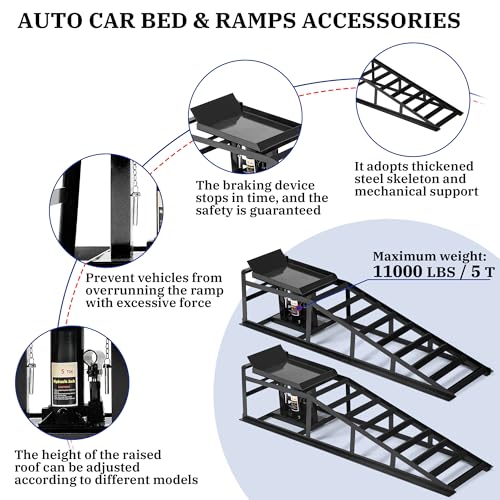 2PCS 5T Hydraulic Car Ramps, Heavy Duty Portable Vehicle Lift for Garage L579958