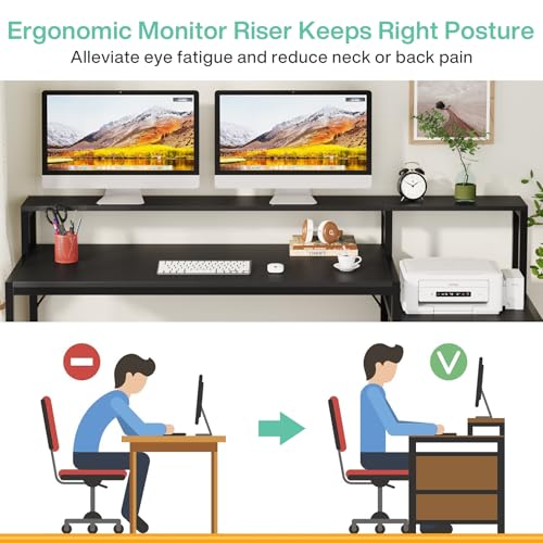 Tribesigns 63 Inch Computer Desk with File Drawer Cabinet, Monitor Stand R256671
