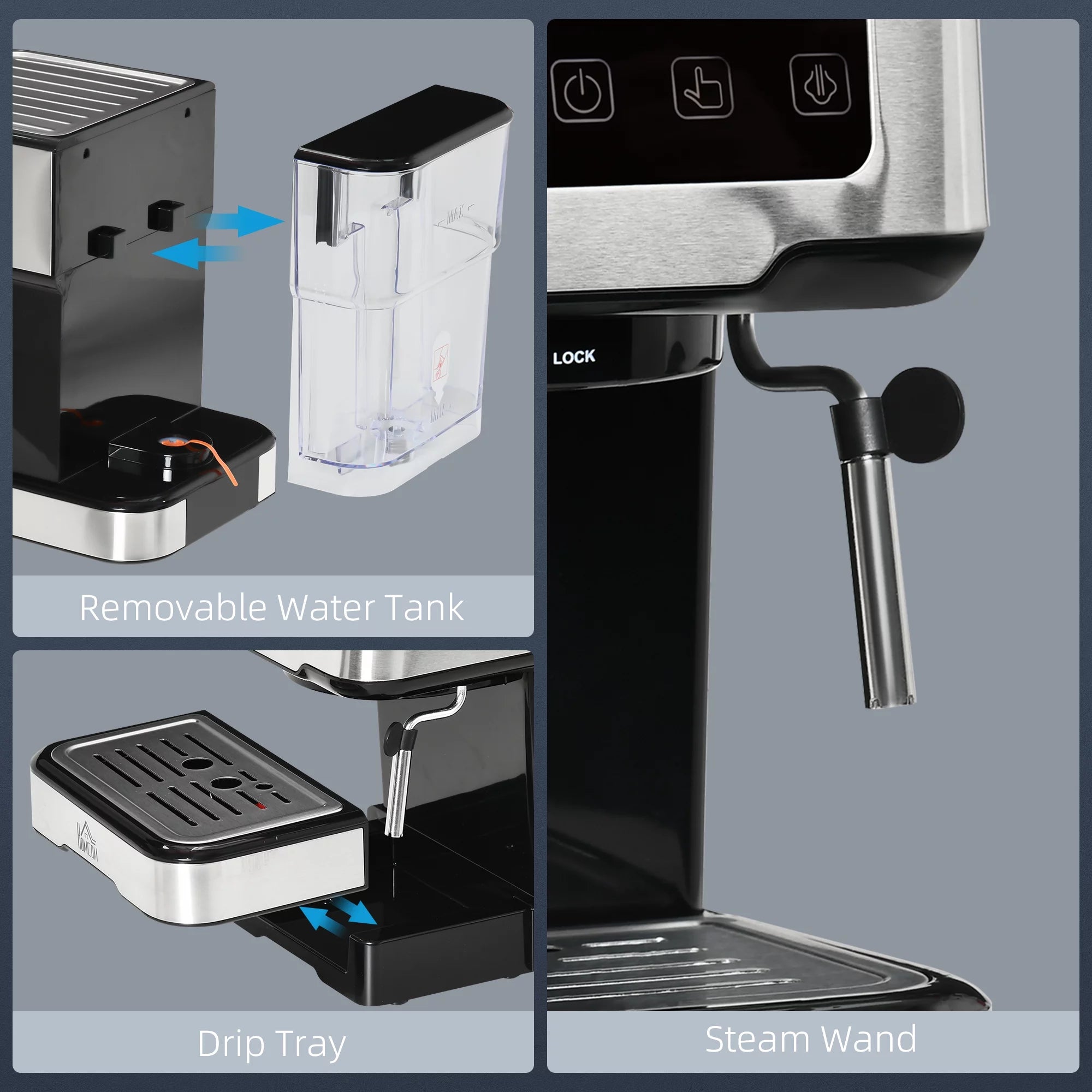 Espresso Coffee Maker Machine 15-Bar with Milk Frother A90121