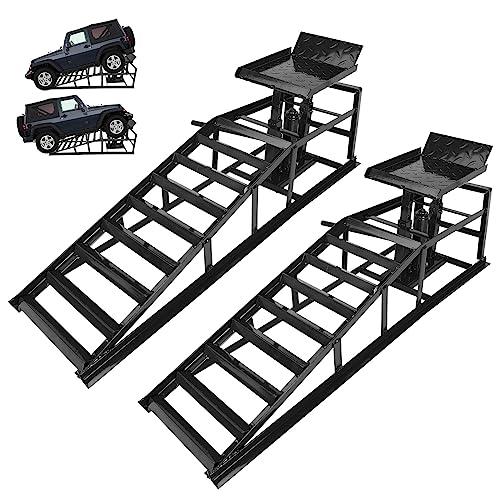 2 Pack Hydraulic Car Ramps 5T Low Profile Vehicle Lift Service Ramps X117