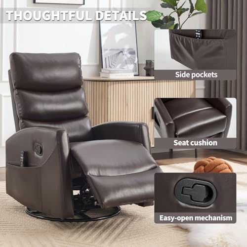 Massage Chair Recliner with Heat, Swivel Rocking, High Back Fabric Black V2333