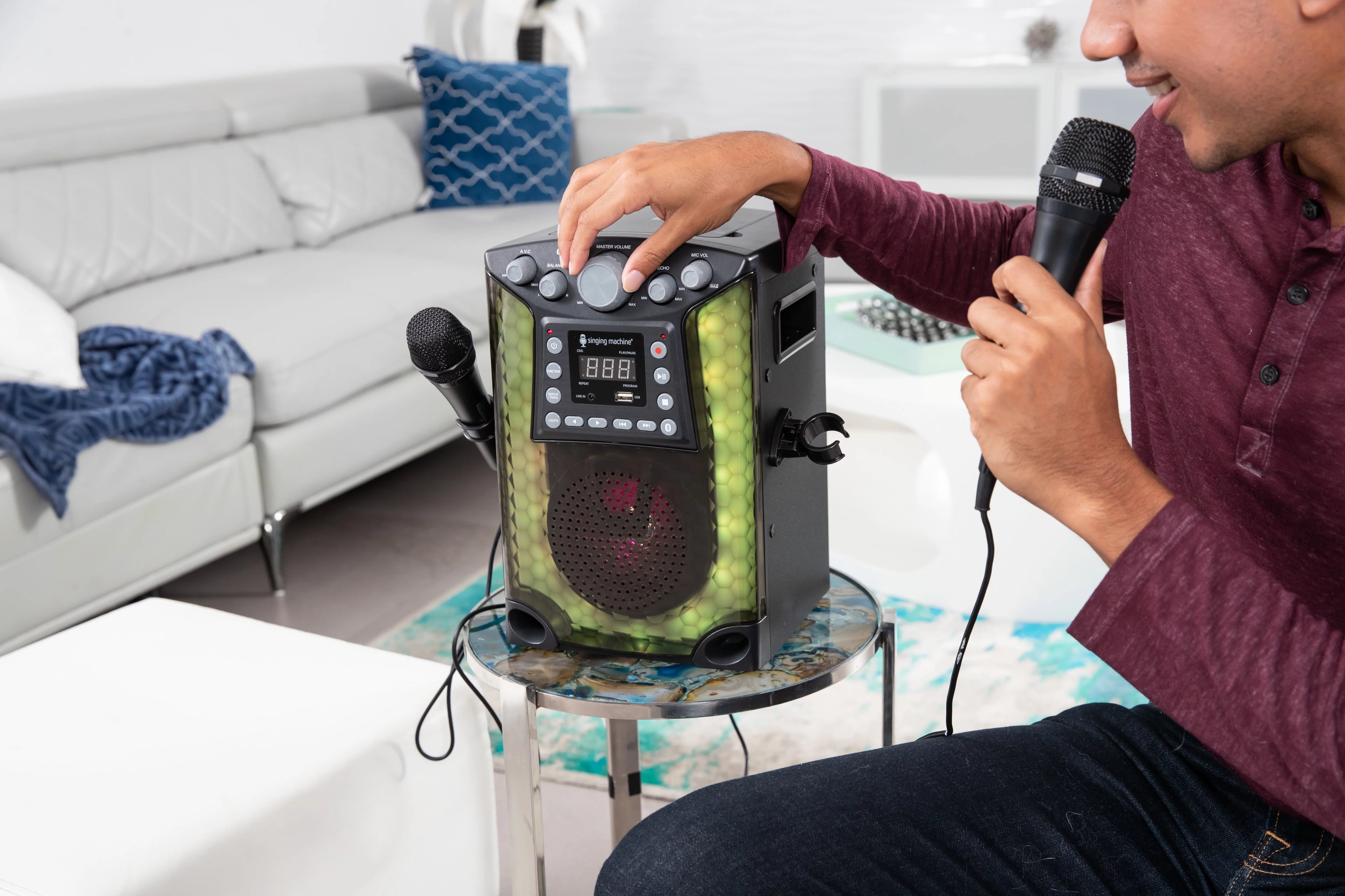 The Singing Machine SML633 Bluetooth Karaoke System with LED Lights, Black A216280