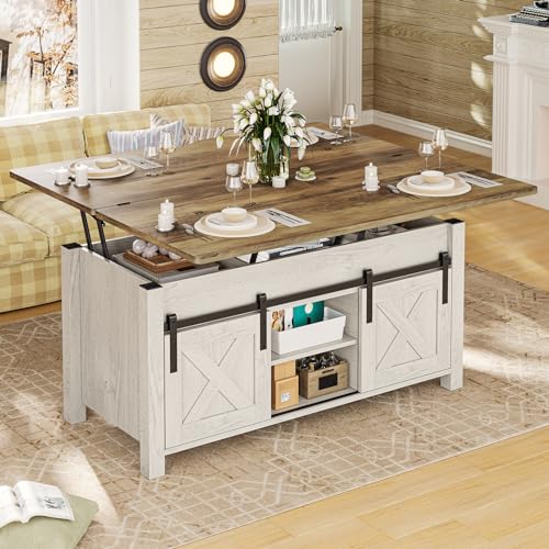SEDETA Lift Top Coffee Table with Storage, Convertible Dining Table, Grey M719