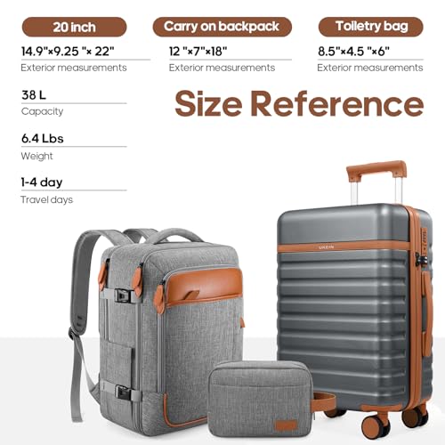 Luggage Sets 3 Piece, Carry On 20 Inch Hardside Suitcase with Spinner Wheels and TSA Lock J67858