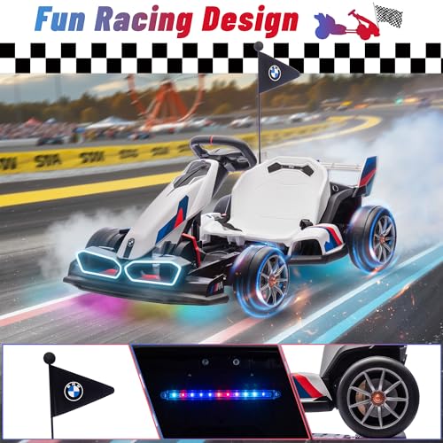 BMW Licensed 24V 9AH Electric Drift Kart for Kids, 7.5 MPH, Grey F94684