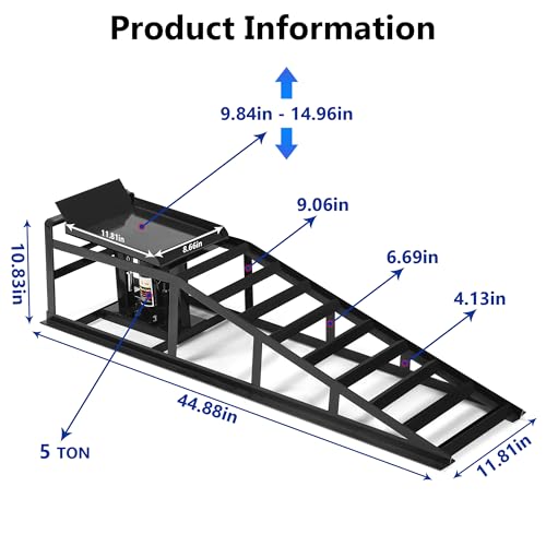 2PCS 5T Hydraulic Car Ramps, Heavy Duty Portable Vehicle Lift for Garage L579958
