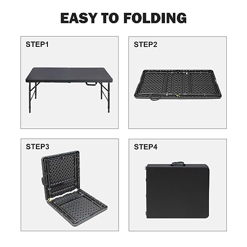 Portable Plastic Folding Table 4ft Heavy Duty Indoor Outdoor Y145657